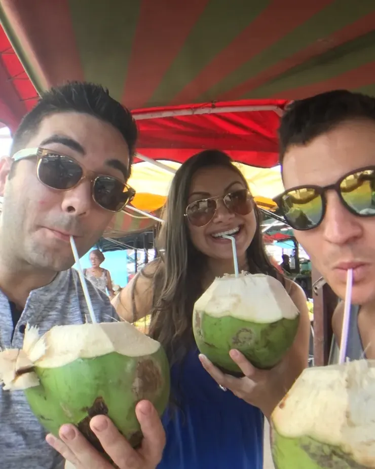 With friends at a local market